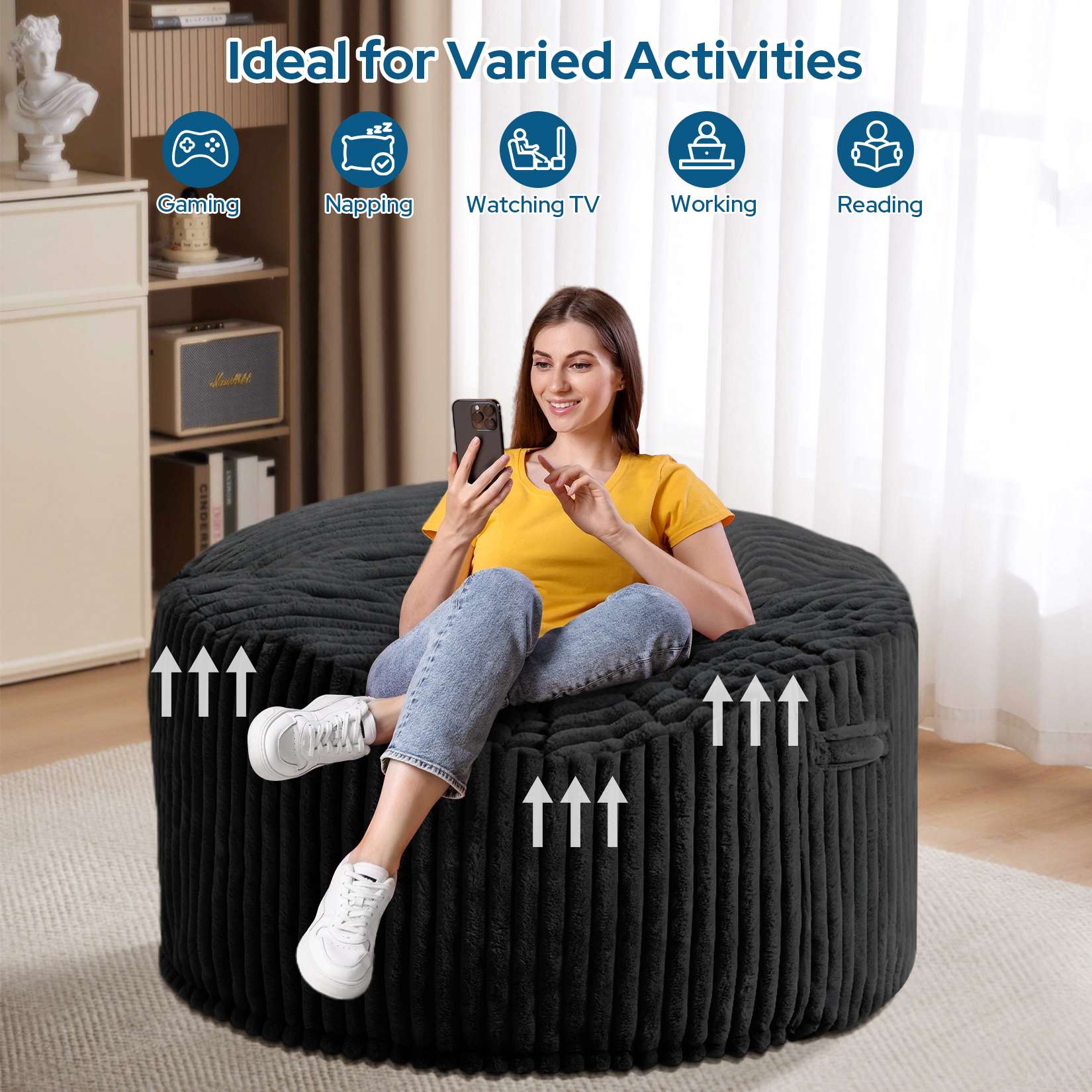 Avocahom Striped Plush Bean Bag Chair