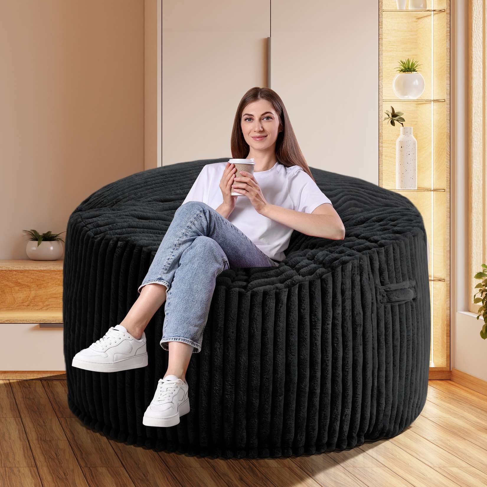 Avocahom Striped Plush Bean Bag Chair