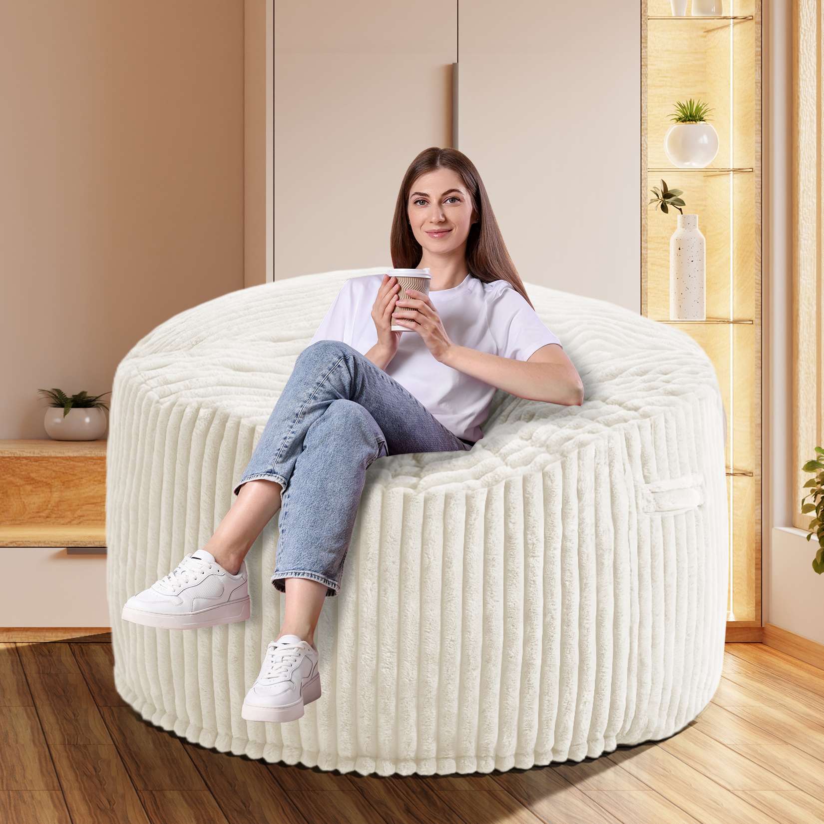 Avocahom Striped Plush Bean Bag Chair