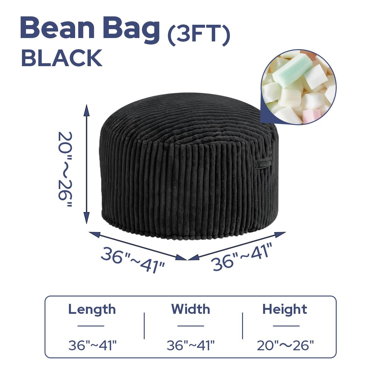 Avocahom Striped Plush Bean Bag Chair