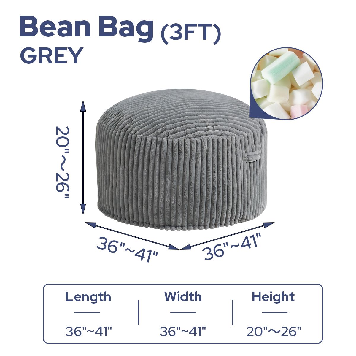 Avocahom Striped Plush Bean Bag Chair