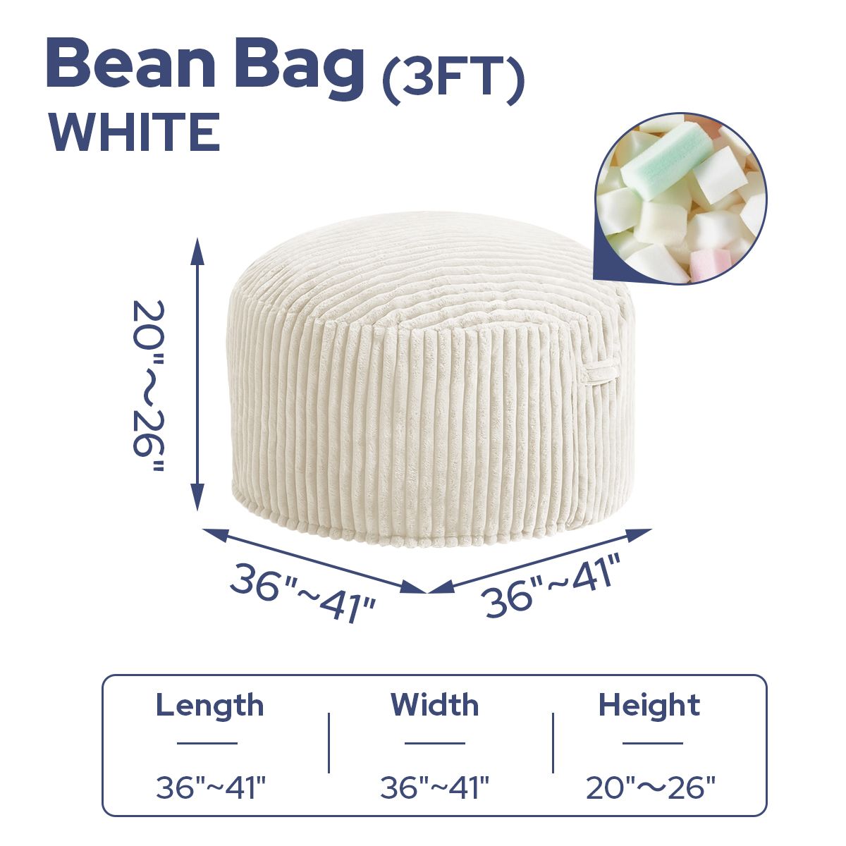 Avocahom Striped Plush Bean Bag Chair