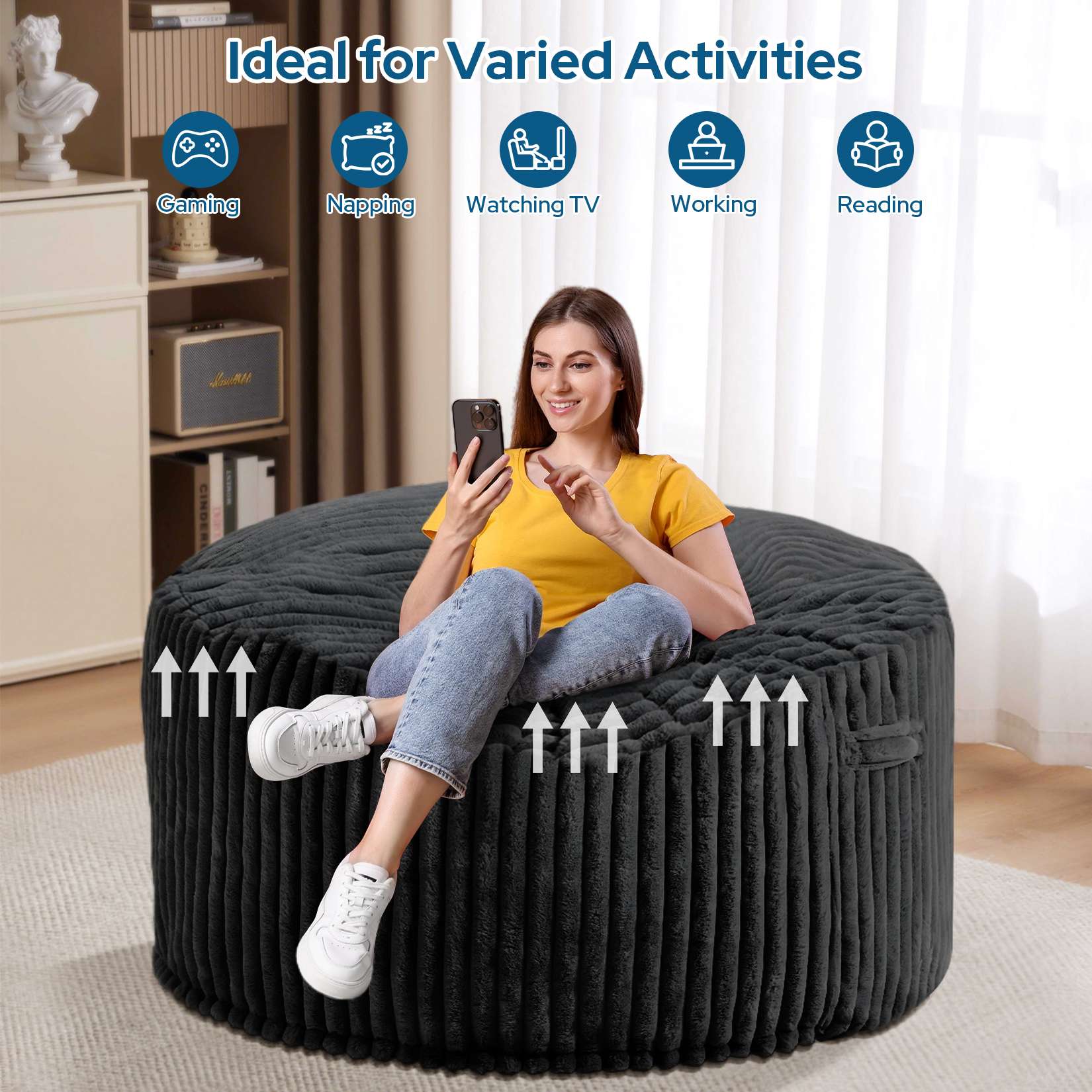 Avocahom Striped Plush Bean Bag Chair