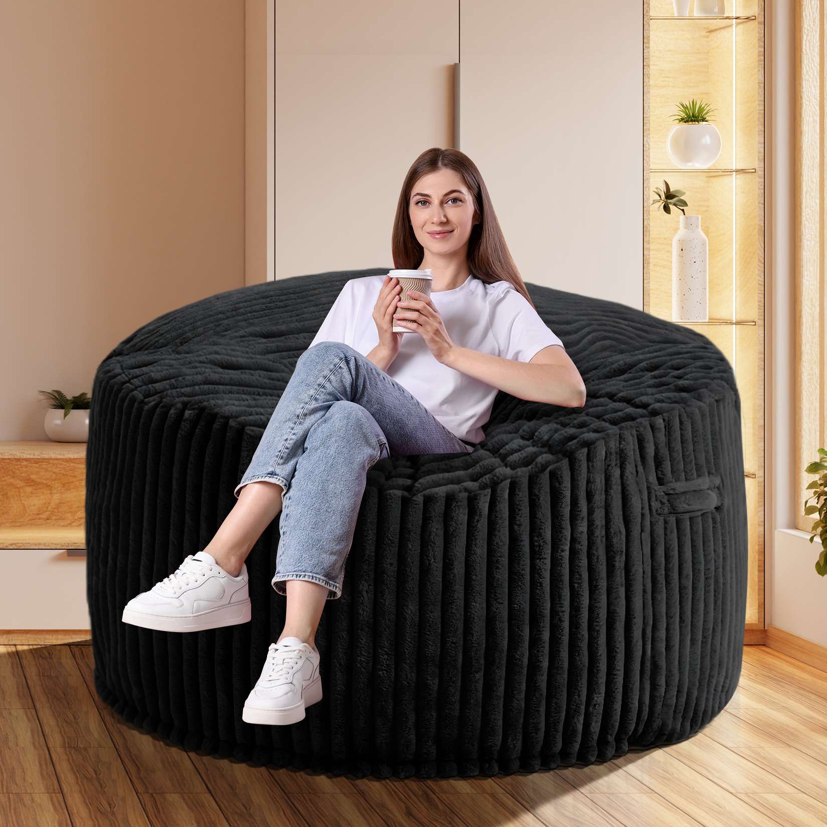 Avocahom Striped Plush Bean Bag Chair