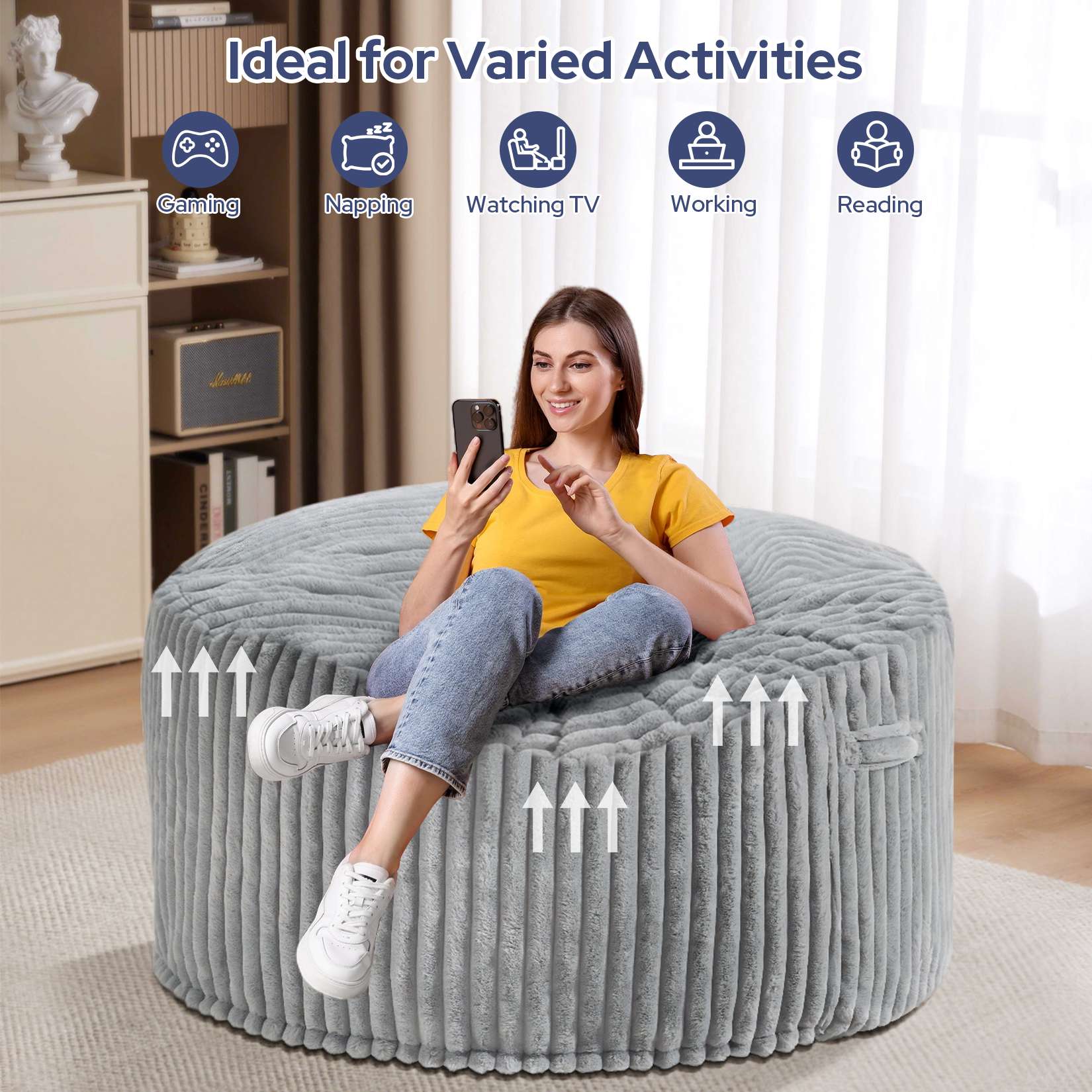 Avocahom Striped Plush Bean Bag Chair