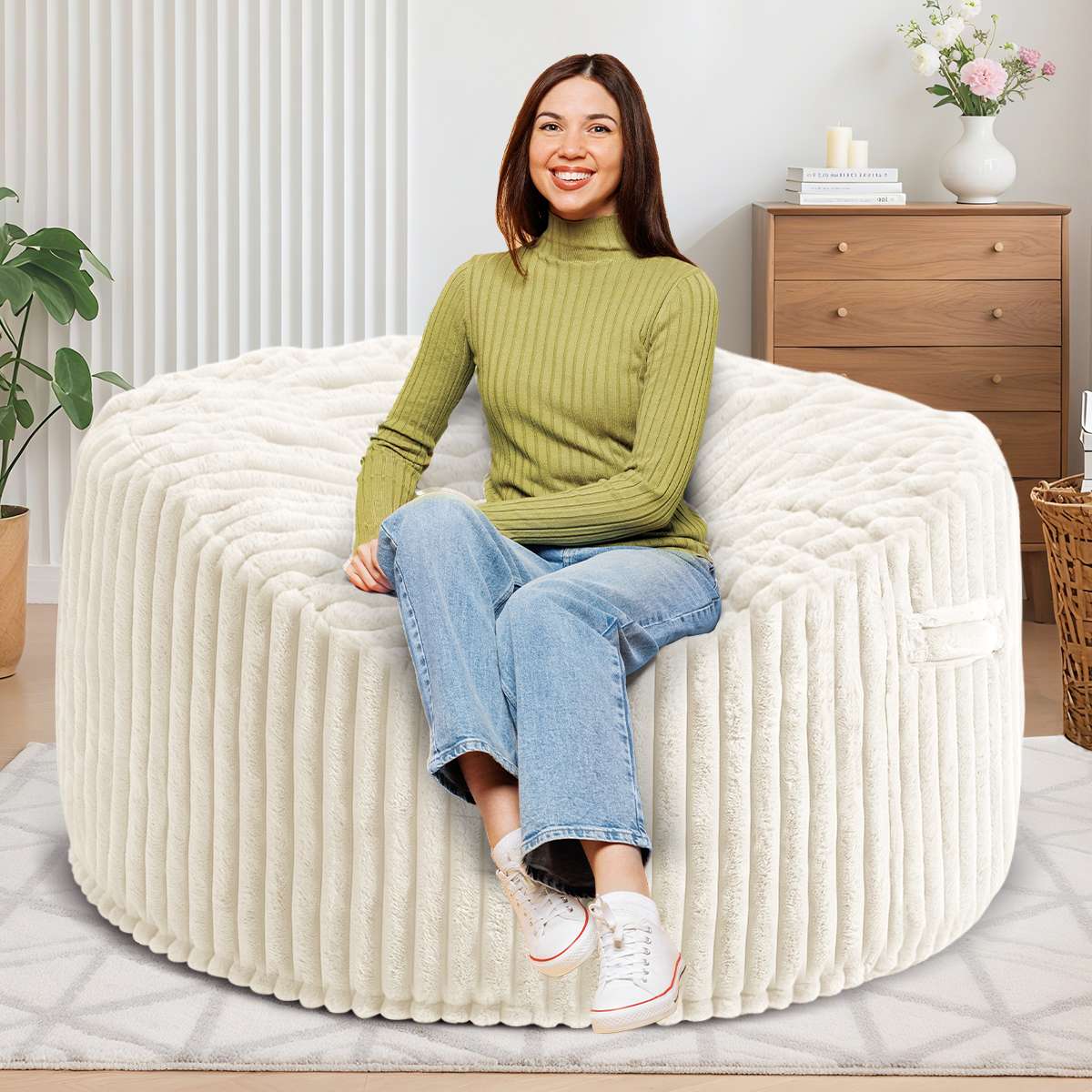 Avocahom Striped Plush Bean Bag Chair