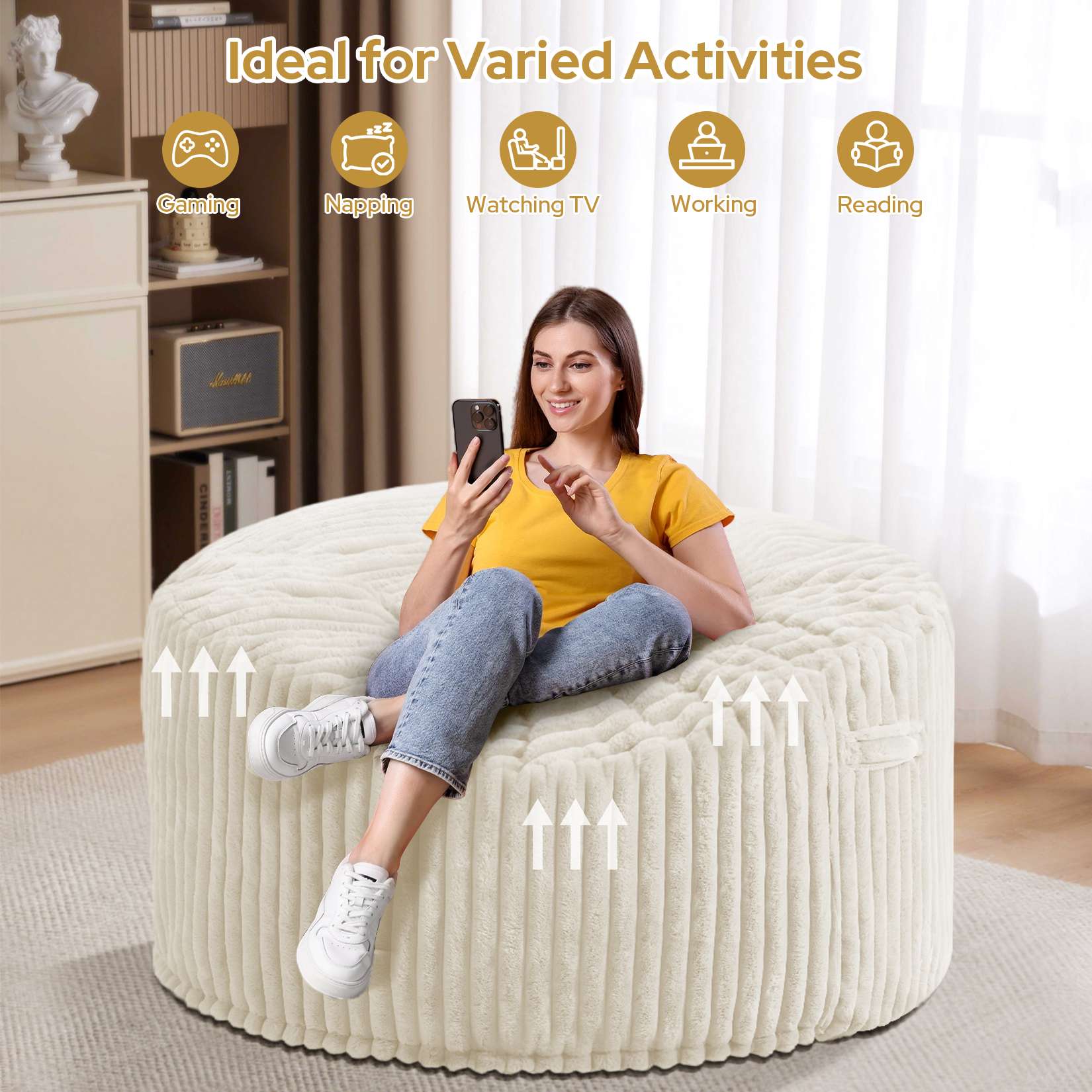 Avocahom Striped Plush Bean Bag Chair