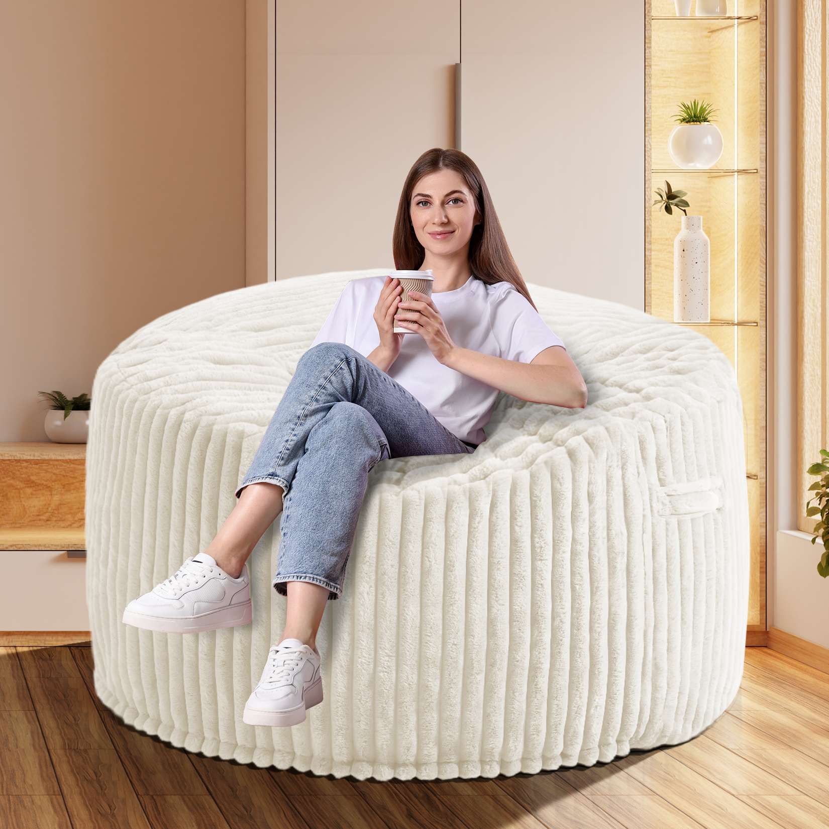 Avocahom Striped Plush Bean Bag Chair