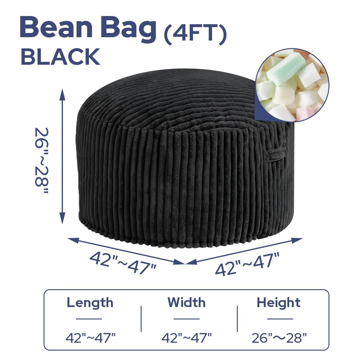 Avocahom Striped Plush Bean Bag Chair