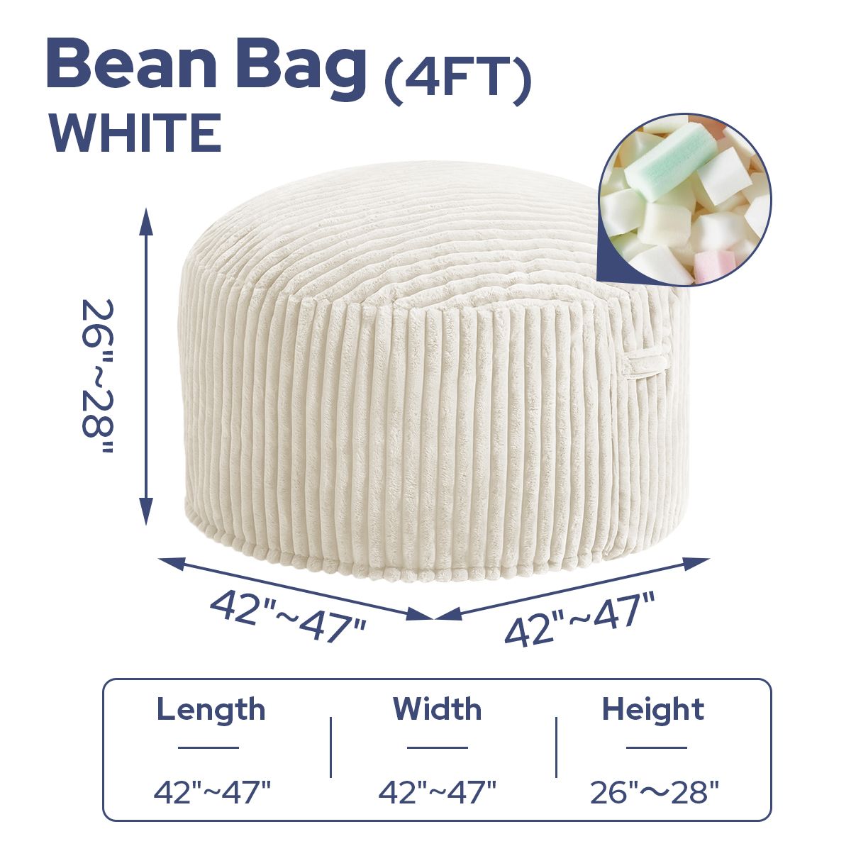 Avocahom Striped Plush Bean Bag Chair