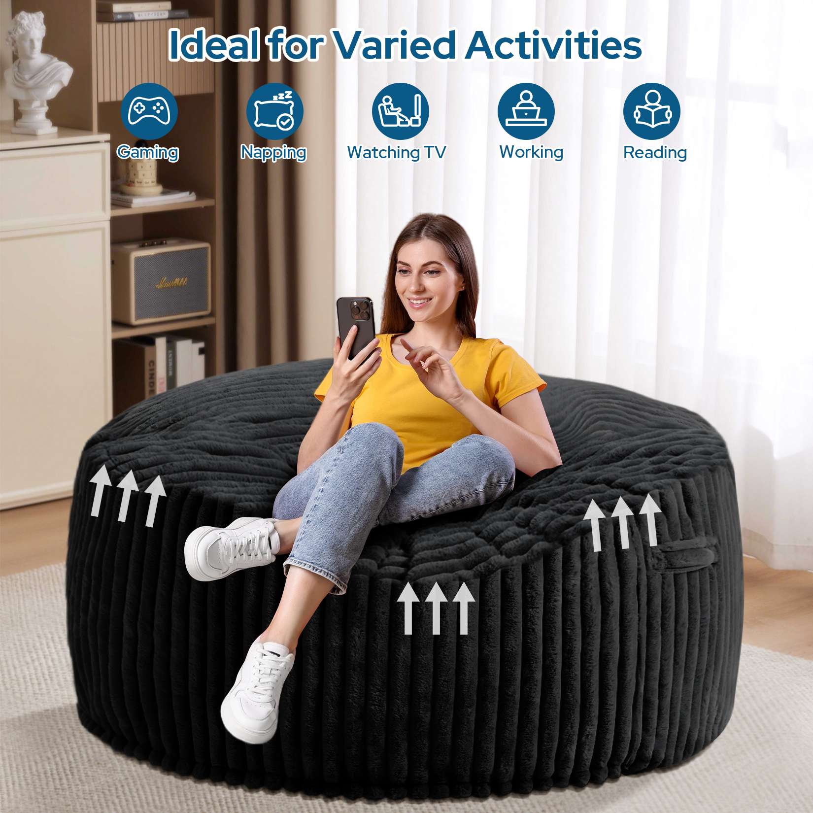 Avocahom Striped Plush Bean Bag Chair
