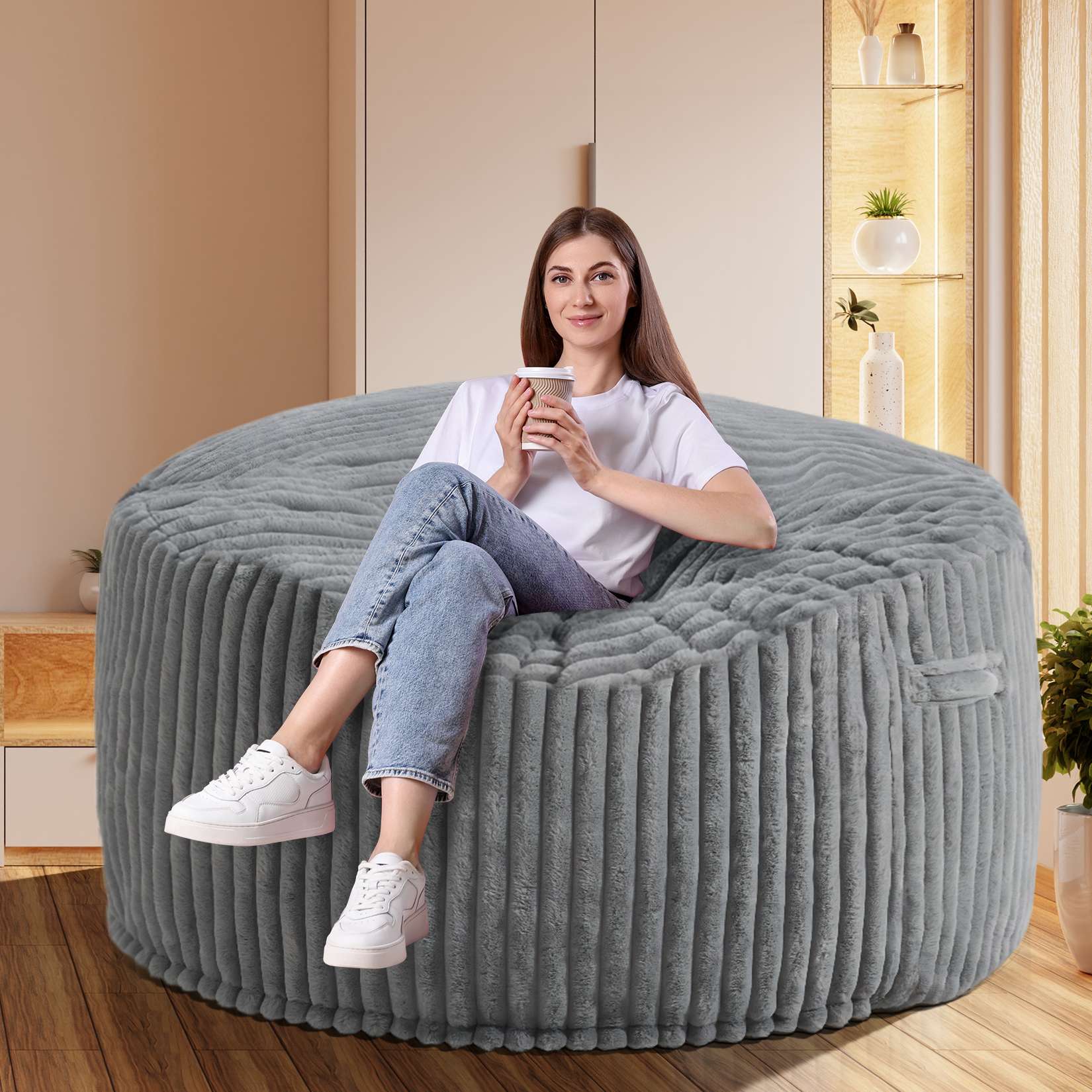Avocahom Striped Plush Bean Bag Chair