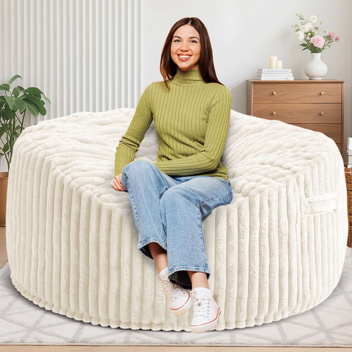 Avocahom Striped Plush Bean Bag Chair