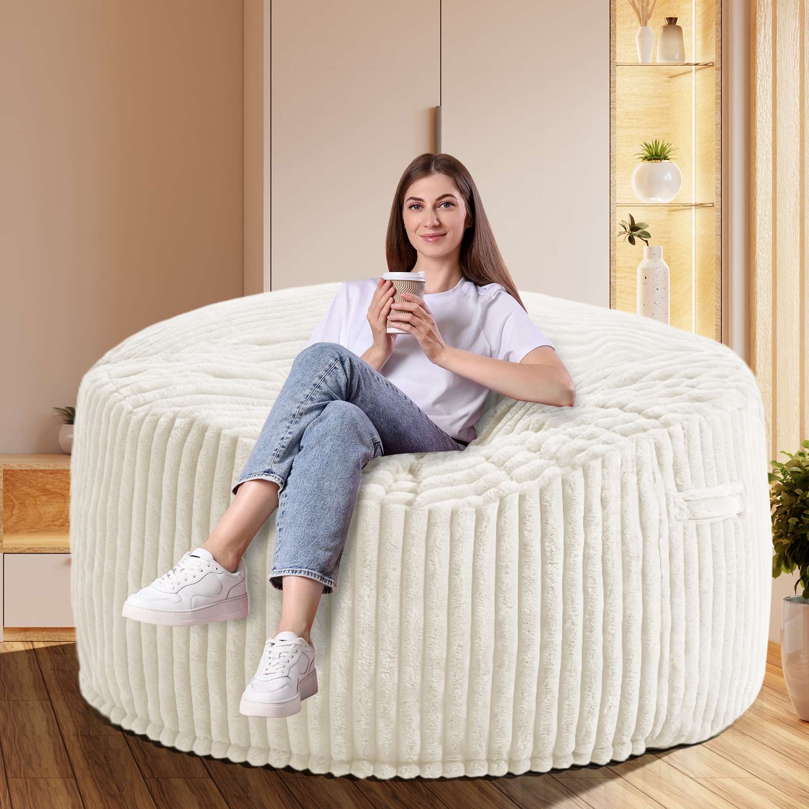 Avocahom Striped Plush Bean Bag Chair