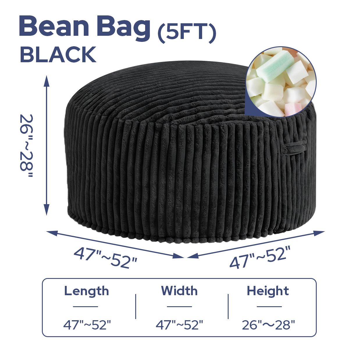 Avocahom Striped Plush Bean Bag Chair