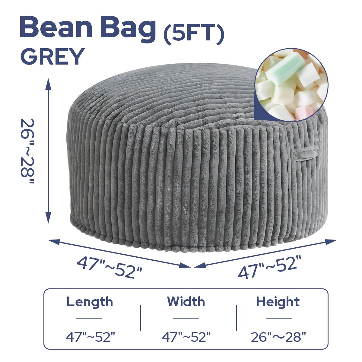 Avocahom Striped Plush Bean Bag Chair