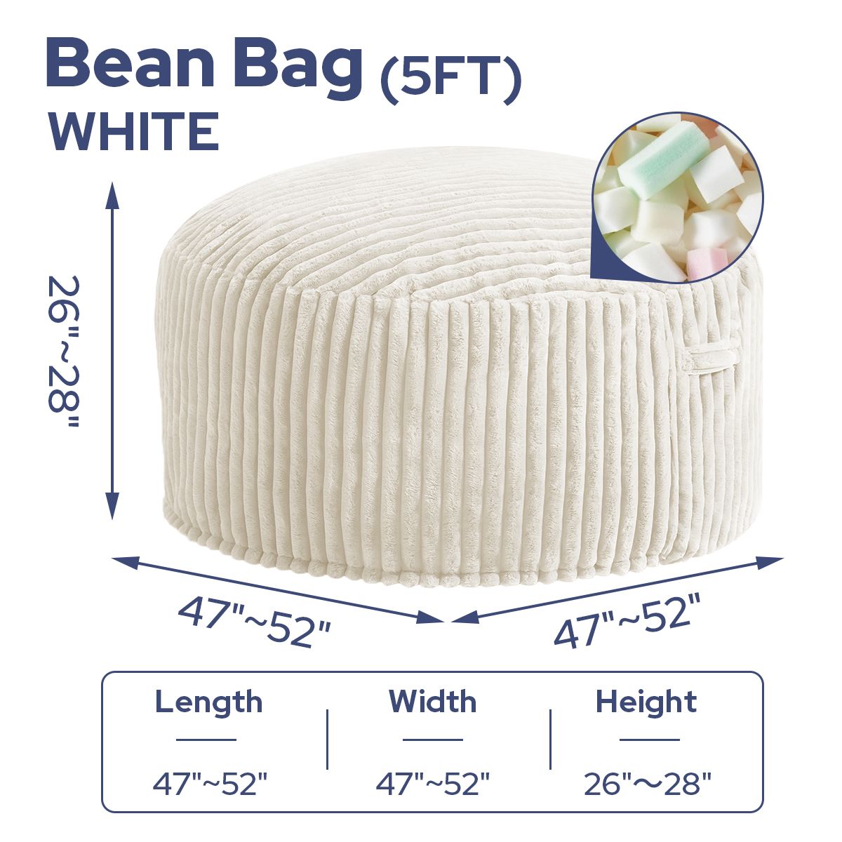 Avocahom Striped Plush Bean Bag Chair