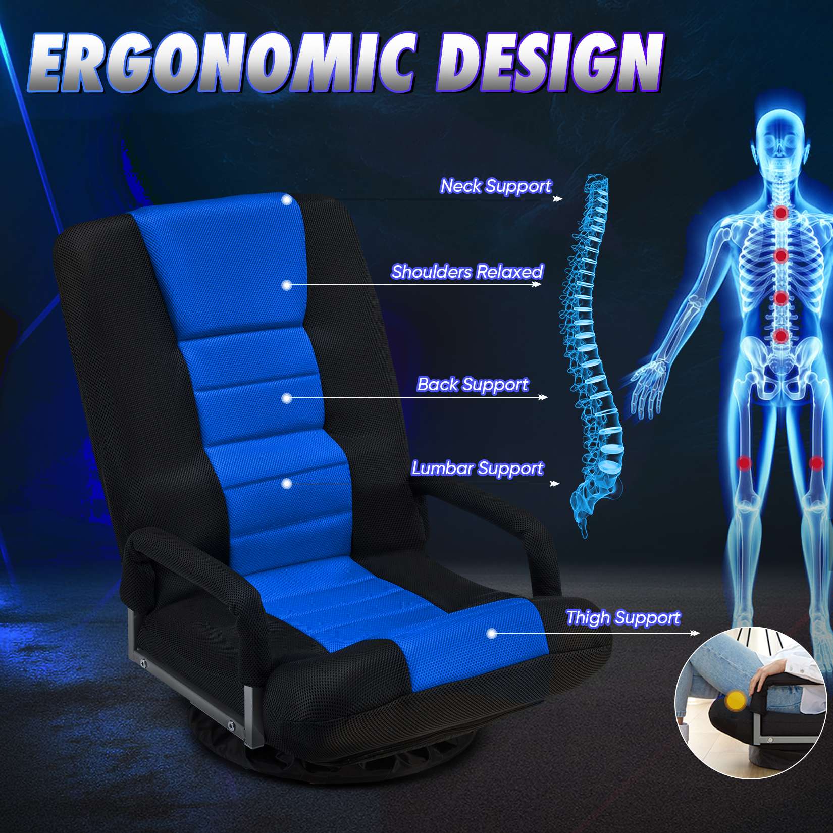 Avocahom Swivel Floor Gaming Chair w/Armrests