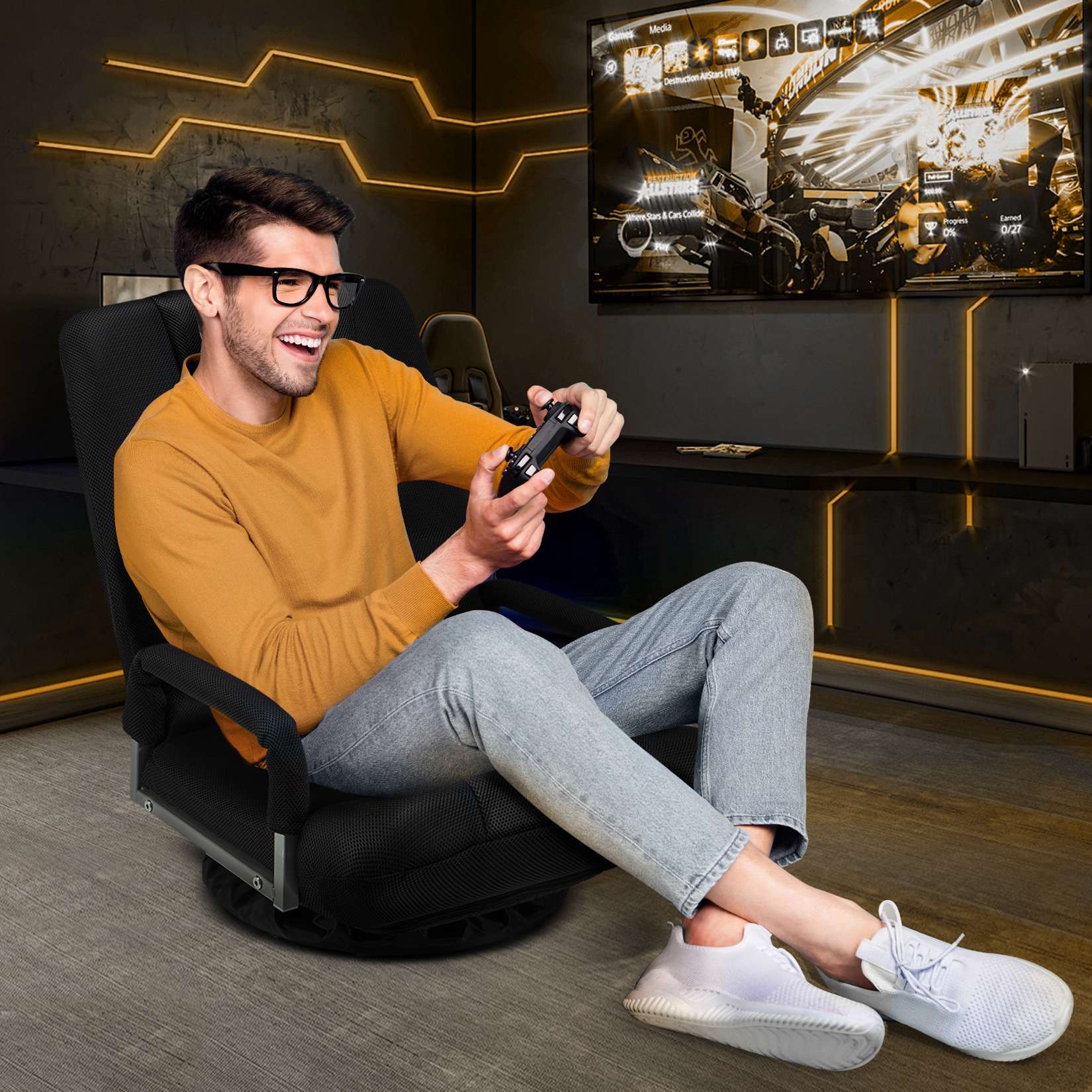 Avocahom Swivel Floor Gaming Chair w/Armrests