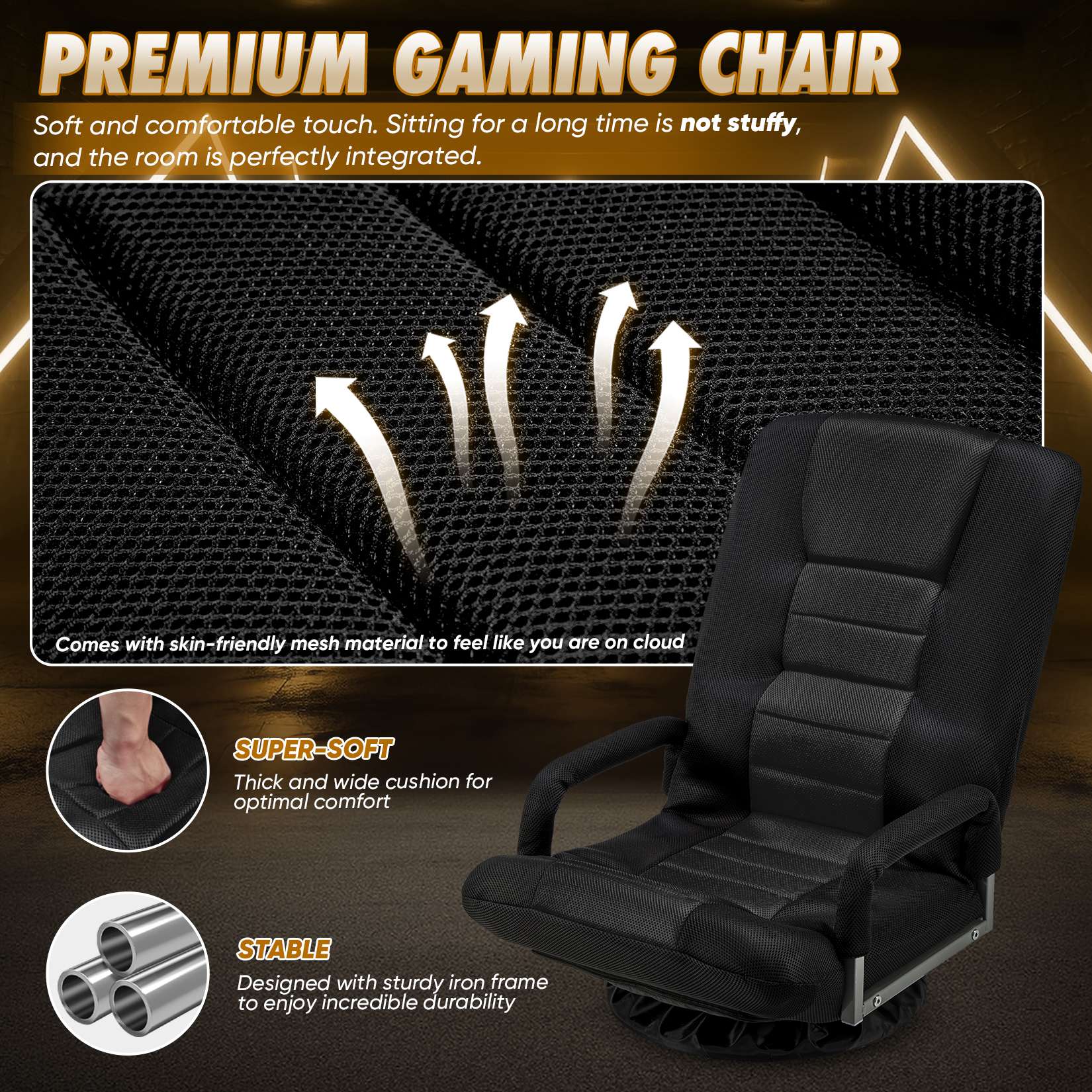 Avocahom Swivel Floor Gaming Chair w/Armrests