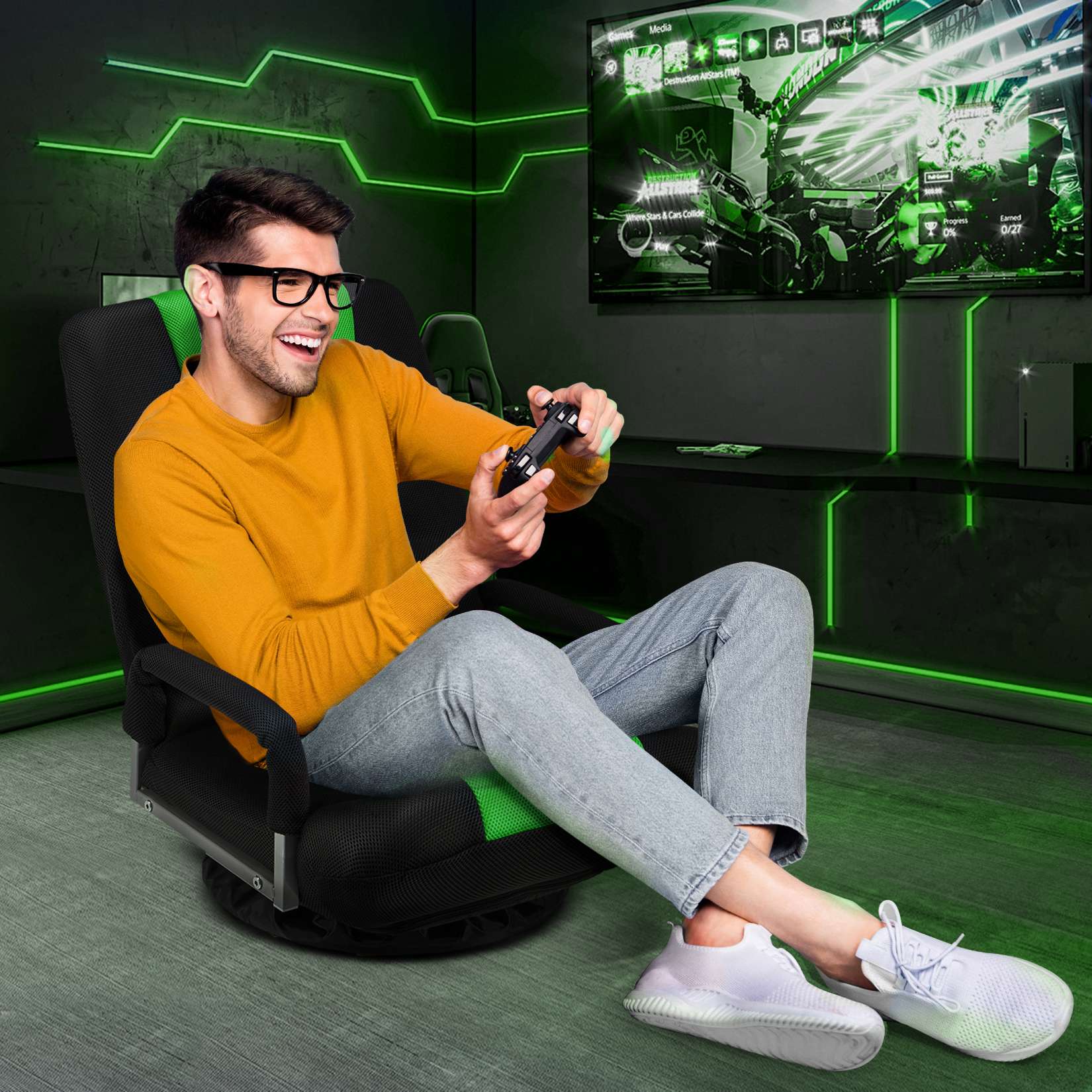 Avocahom Swivel Floor Gaming Chair w/Armrests