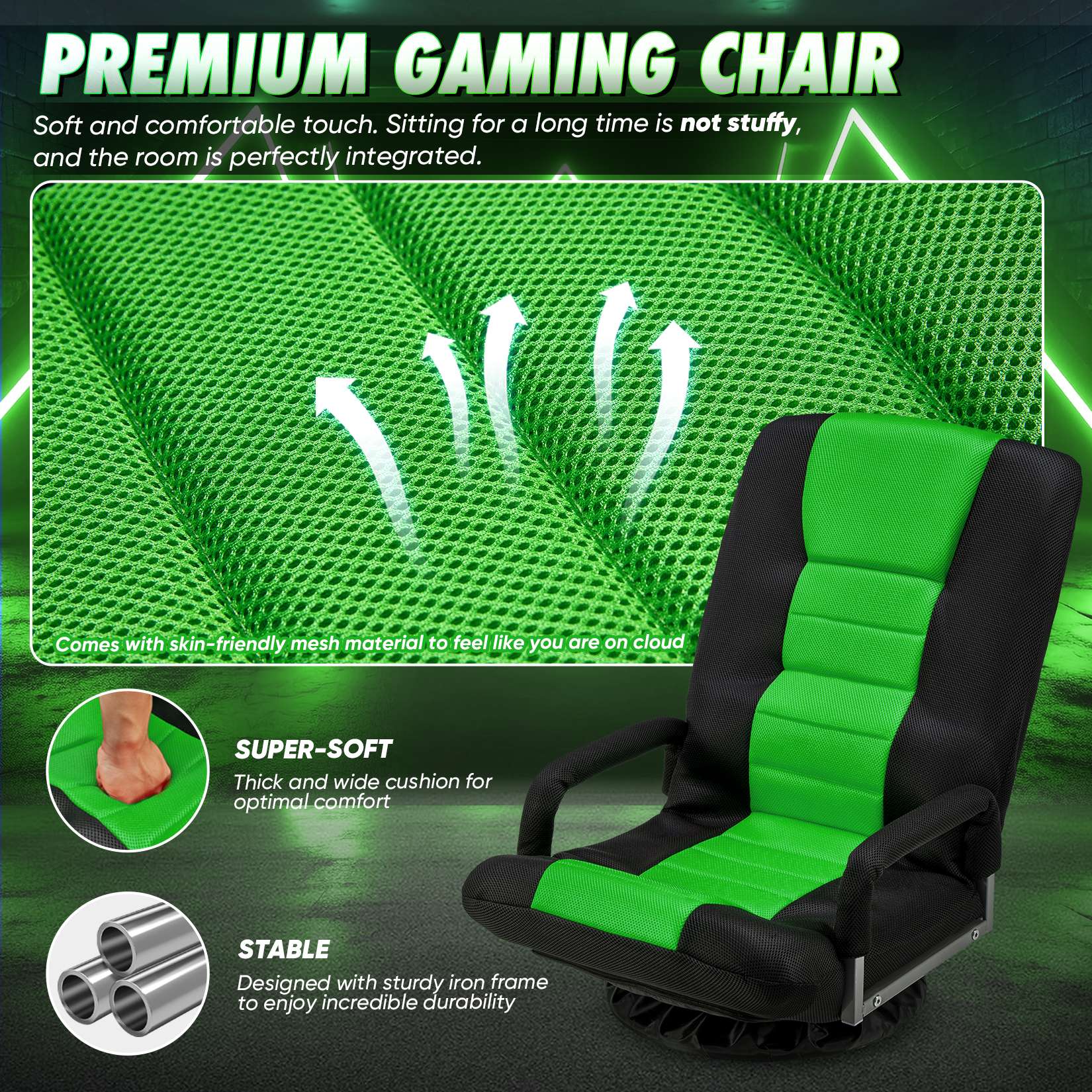 Avocahom Swivel Floor Gaming Chair w/Armrests