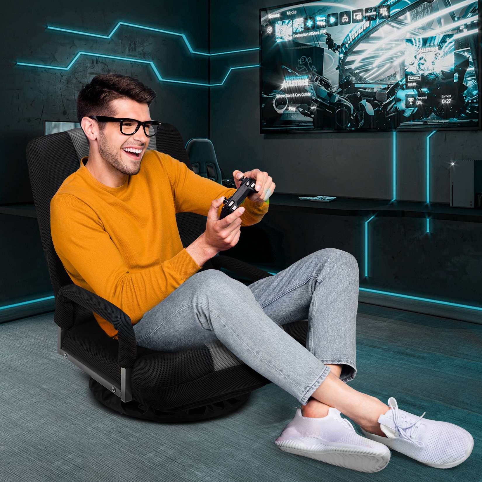 Avocahom Swivel Floor Gaming Chair w/Armrests