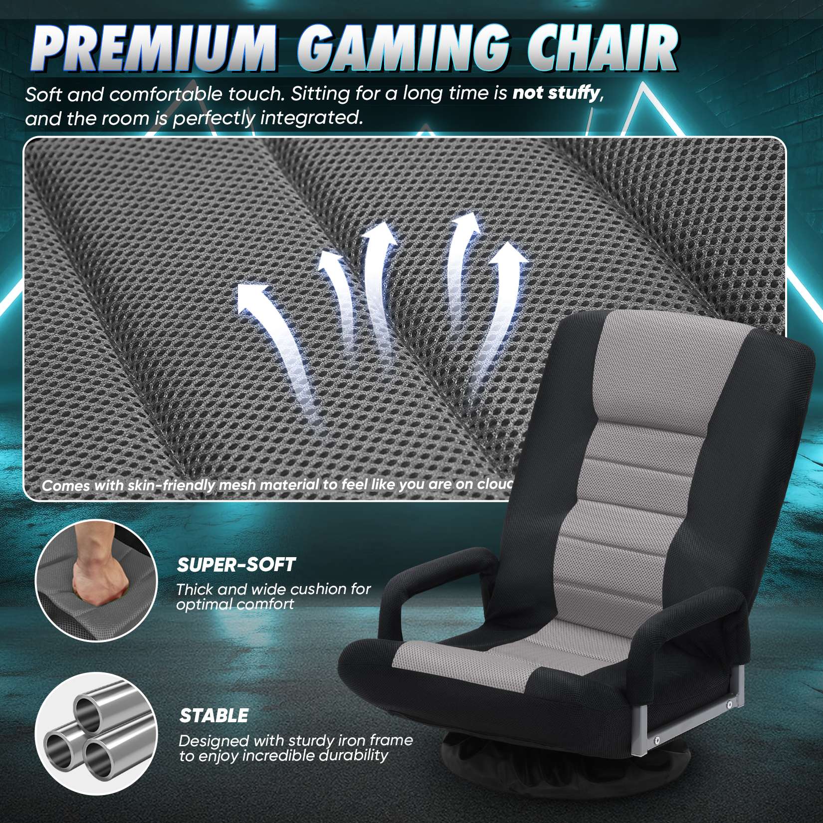Avocahom Swivel Floor Gaming Chair w/Armrests