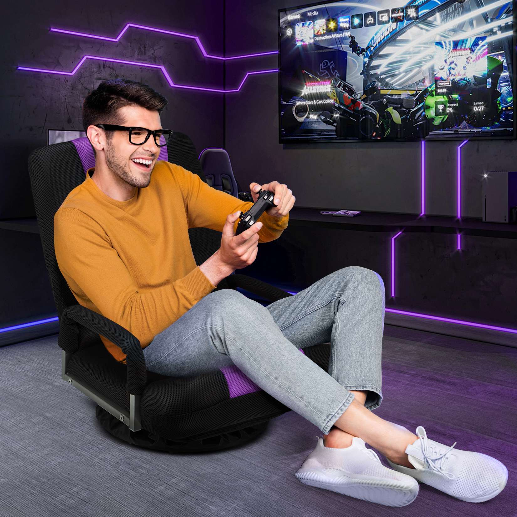 Avocahom Swivel Floor Gaming Chair w/Armrests