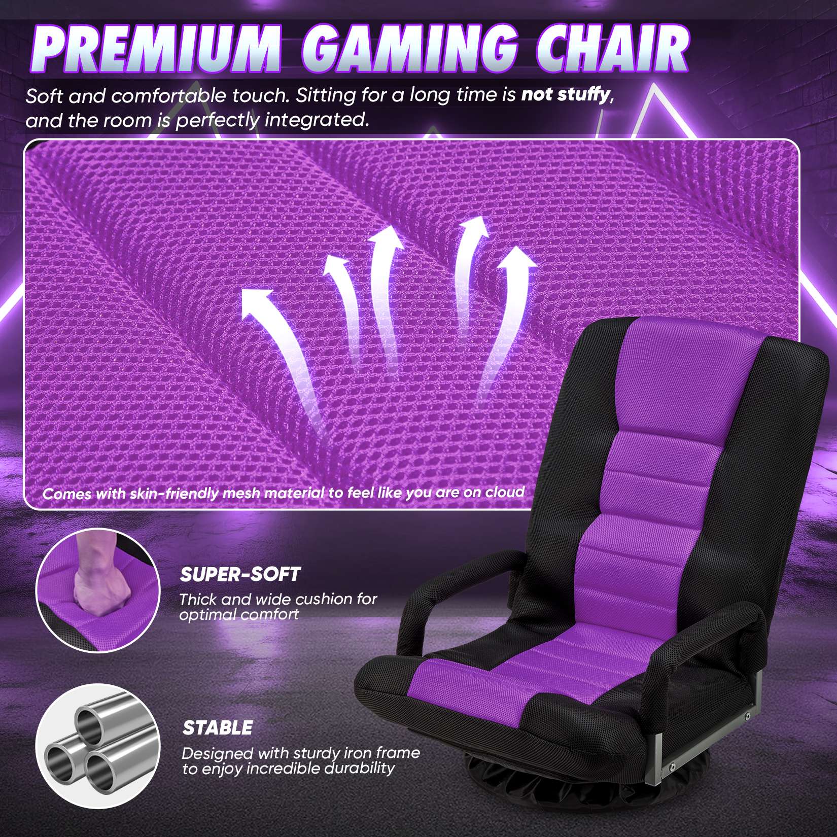 Avocahom Swivel Floor Gaming Chair w/Armrests