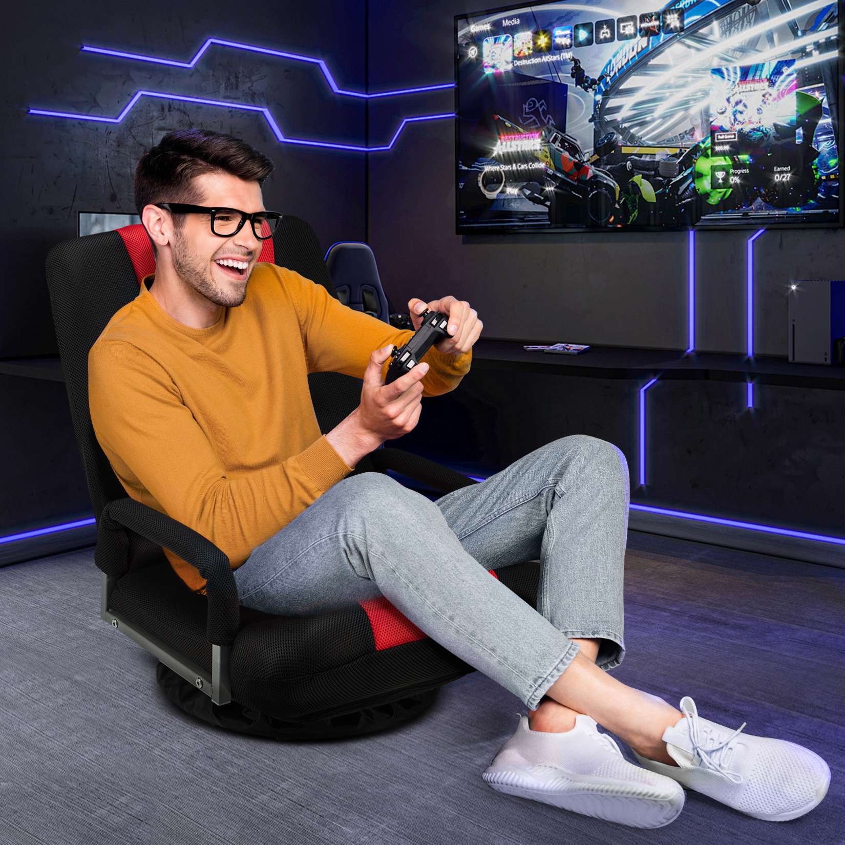 Avocahom Swivel Floor Gaming Chair w/Armrests