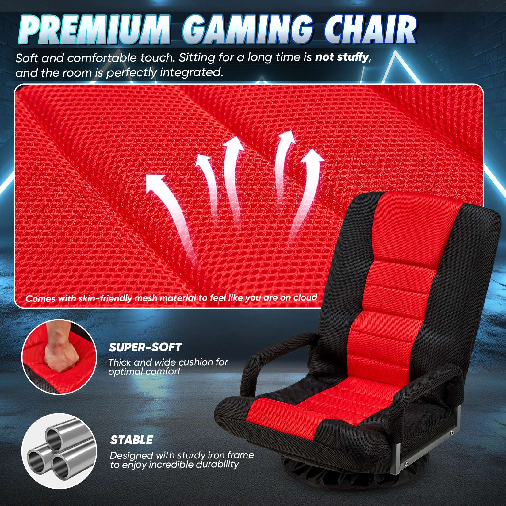 Avocahom Swivel Floor Gaming Chair w/Armrests