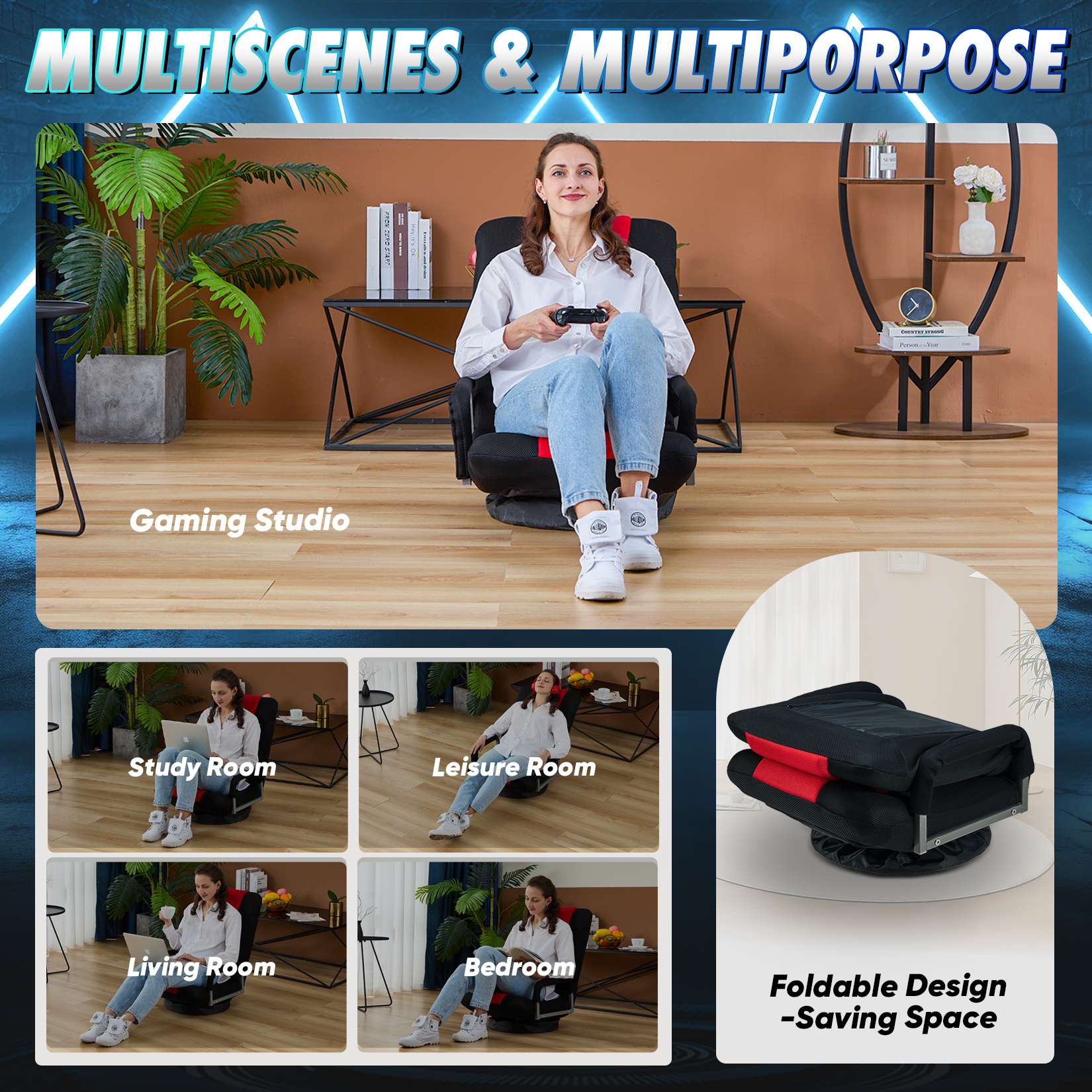 Avocahom Swivel Floor Gaming Chair w/Armrests